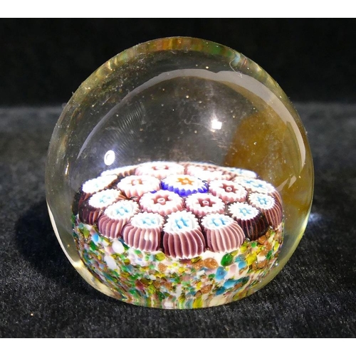 137 - A Murano glass millefiori paperweight. a Langham Glass House paperweight, and three other paperweigh... 