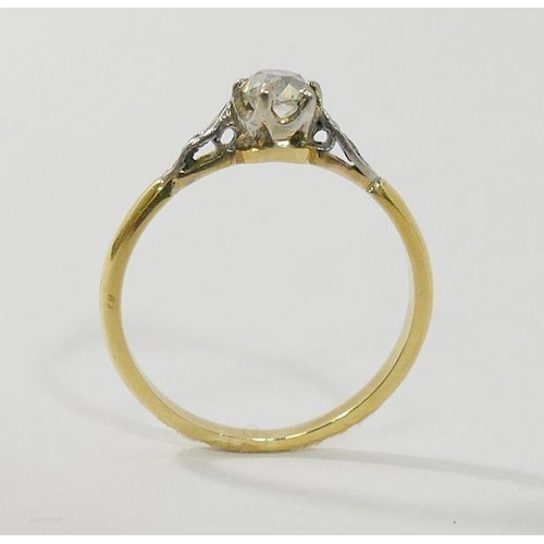 17A - A diamond single stone ring, the old cut stone approximately 0.45 carats, housed in claw setting, wi... 