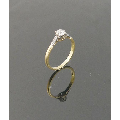 17A - A diamond single stone ring, the old cut stone approximately 0.45 carats, housed in claw setting, wi... 