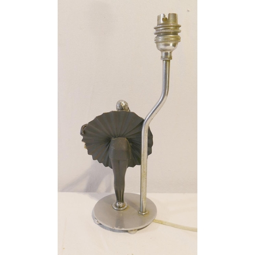 193 - An Art Deco chrome plated and black painted ballerina table lamp, 29cm high

 Please note that this ... 