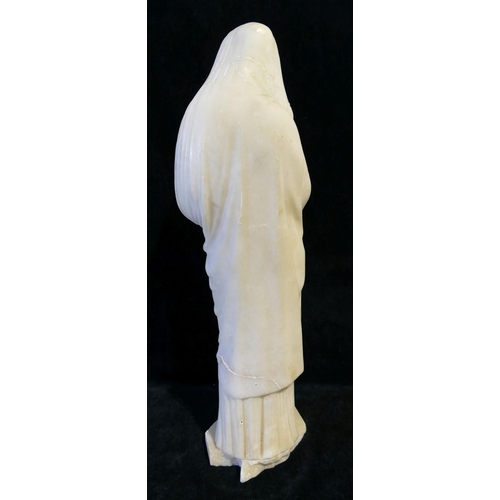 194 - A carved alabaster figure of the Greek muse Thalia, after the antique, 40cm high