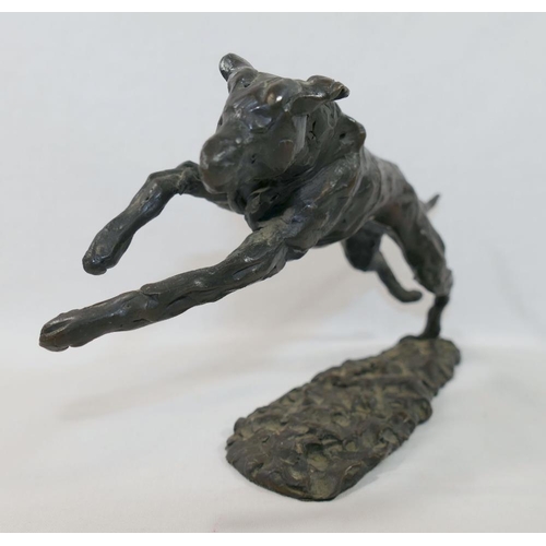 199 - A bronze model of a running greyhound, signed to base and numbered 2/36, 28cm long x 14cm high