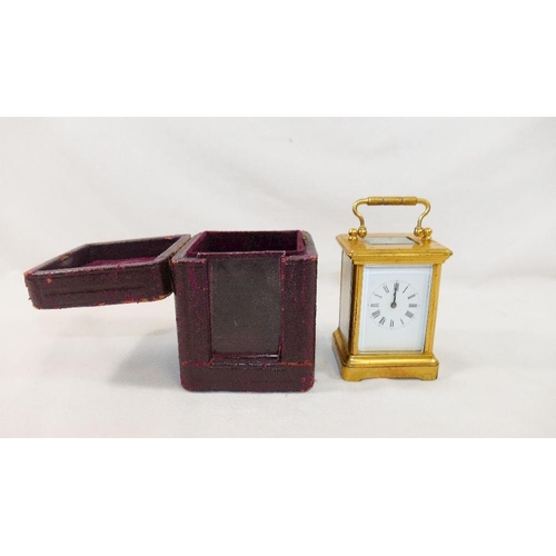 206 - A miniature French carriage clock, in five glass brass case, the back stamped 'E.G.L. PARIS', 9cm hi... 