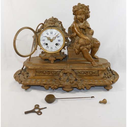 208 - A 19th century French mantle clock by Le Roy and Fils, Paris, the eight-day movement numbered 5317 s... 