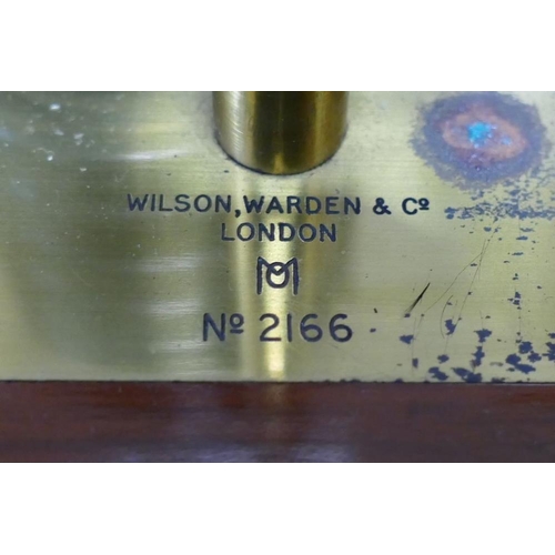 209 - A Wilson, Warden & Co barograph, numbered 2166, with seven vacuum sections and brass frame, housed i... 