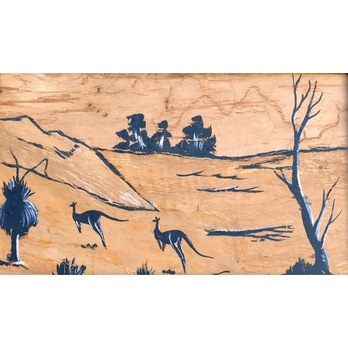 220 - Five 1970's Aboriginal Art Fund paintings on bark, comprised of two pairs, and one other larger, thr... 