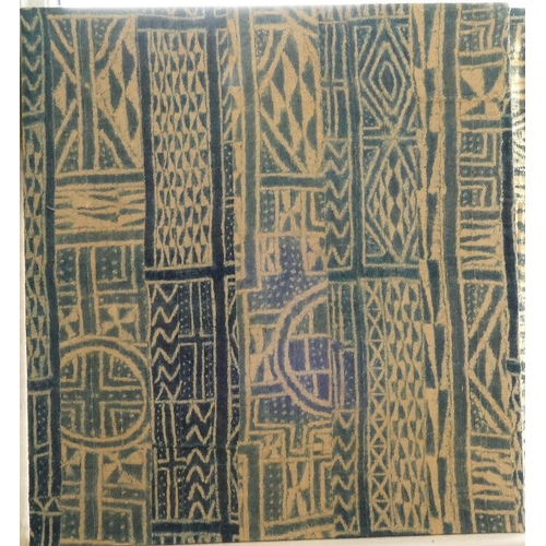 222 - A pair of Bamileke, Cameroon Ndop resist-stitched, indigo-dyed cotton panels, stretched over wooden ... 