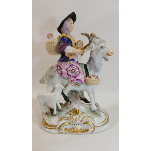 226 - A pair of late 18th/early 19th century Derby porcelain figures of the Welch Tailor and his wife, eac... 