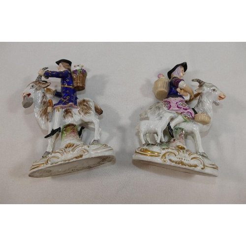 226 - A pair of late 18th/early 19th century Derby porcelain figures of the Welch Tailor and his wife, eac... 