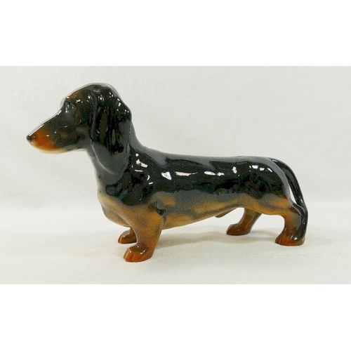 240 - Six Beswick animal figures comprised of a dachshund 22cm long, a King Charles spaniel, a bay horse w... 