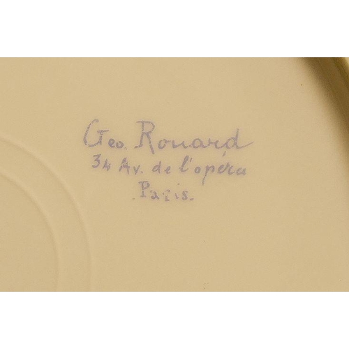 248 - A Georges Rovand Paris porcelain part dinner service including small two-handled bowls and stand, a ... 