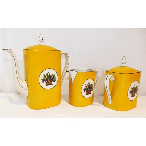 257 - A Limoges yellow ground coffee set, comprised of eight cups and saucers, a coffee pot, a cream jug a... 