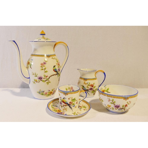 258 - An Aynsley bone china coffee set comprised of six cups and saucers, a coffee pot, cream jug and suga... 