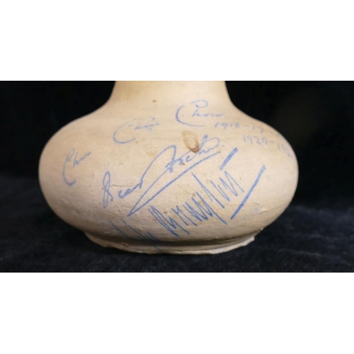 264A - An early 20th century pottery souvenir vase from the show Chu Chin Chow, made on stage at His Majest... 