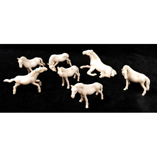 267 - A set of six Chinese export blanc de chine horses, in various poses, and one other slightly larger C... 