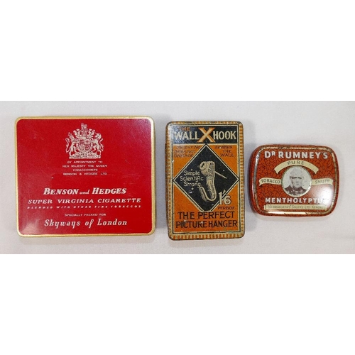 296 - Assorted vintage tins including a Jacobs and Co. glass topped example, Riggollot's Mustard Leaves an... 