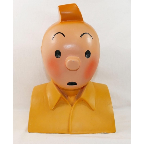 299 - A large pottery moulded head of Herge's famous comic character Tintin, possibly made for advertising... 