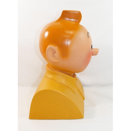 299 - A large pottery moulded head of Herge's famous comic character Tintin, possibly made for advertising... 