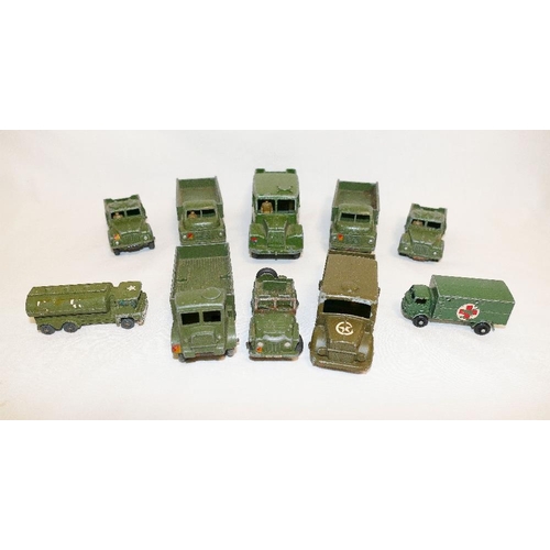 306 - A collection of 15 Dinky military vehicles including a Dinky Supertoys Centurion tank and Medium Art... 