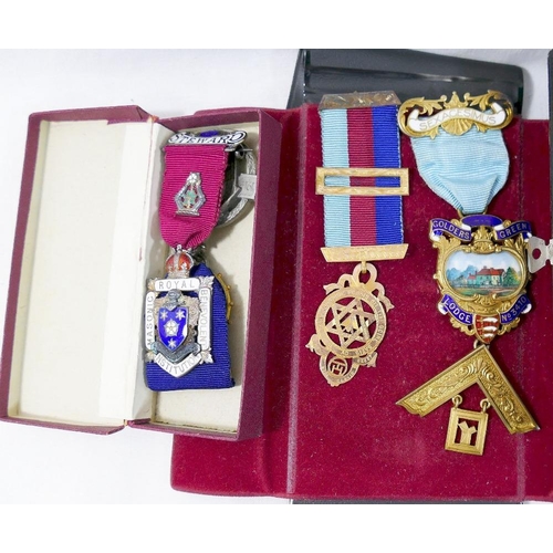 314 - Assorted Masonic related items, including silver gilt and enamel medals, combined weight approx 3ozt... 