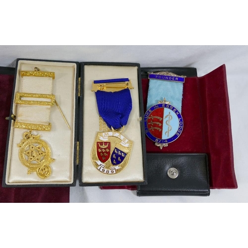 314 - Assorted Masonic related items, including silver gilt and enamel medals, combined weight approx 3ozt... 