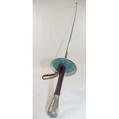 322 - A single fencing sword foil by Leon Paul, with leather grip and rubber tip, 108cm long