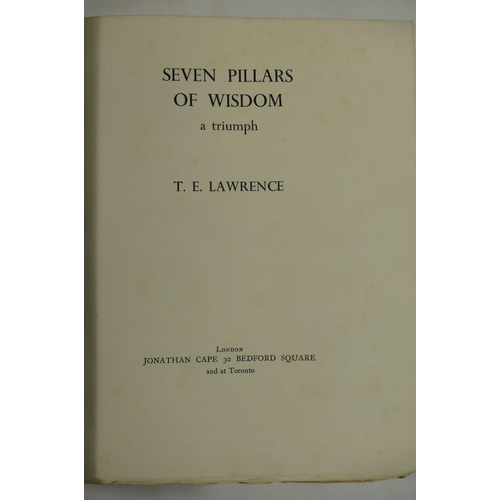 338 - 'Seven Pillars of Wisdom' by T E Lawrence, published 1935 (second impression), by Jonathan Cape of L... 