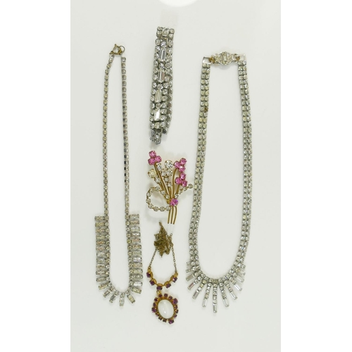 34A - Assorted Victorian and later jewellery including French jet beads, marcasite set items, an early 20t... 