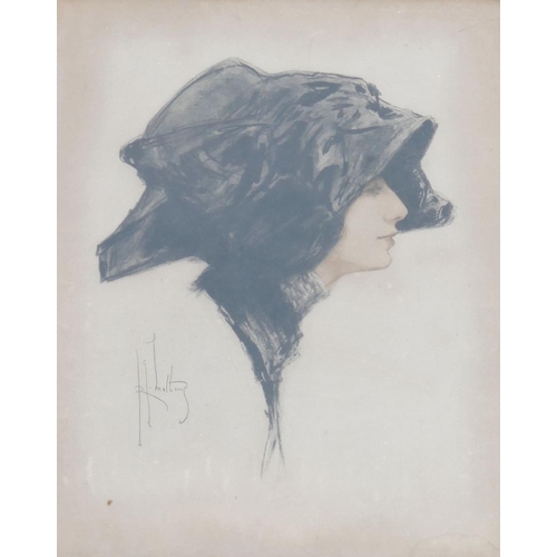 349 - Richard George Mathews (1870-1955), portrait of Anna Pavlova, etching in colours, 35.5cm x 29cm, fra... 