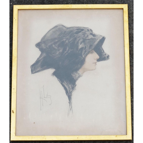 349 - Richard George Mathews (1870-1955), portrait of Anna Pavlova, etching in colours, 35.5cm x 29cm, fra... 