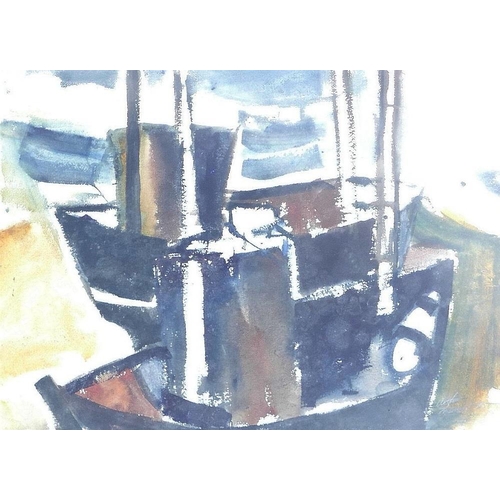 354 - Arthur Freeman (1927 - 1992), 'Fishing boats at Night', watercolour, signed lower right and dated '7... 