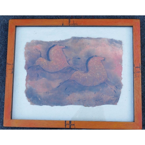 360 - Charles Newington (b.1950), 'Red Horses', pastel on handmade paper, initialled lower right, 21.5cm x... 