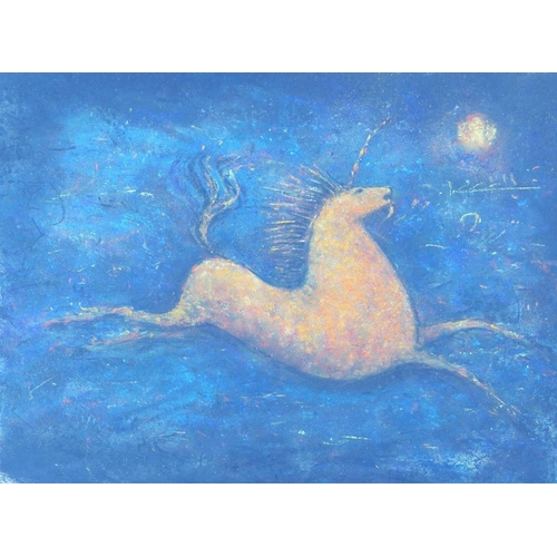 361 - Charles Newington (b.1950), 'Unicorn', pastel and sfumato on handmade paper, initialled lower right,... 