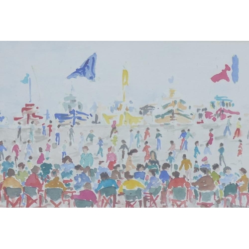 365 - Daphne Vaughan (21st Century British), a pair of watercolours of busy waterfront scenes with boats i... 