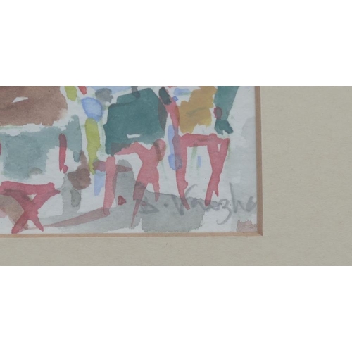 365 - Daphne Vaughan (21st Century British), a pair of watercolours of busy waterfront scenes with boats i... 