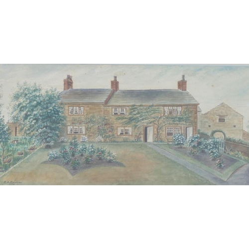 368 - S A Barber (20th century British), a pair of watercolour and gouache of a stone cottage with rose ga... 