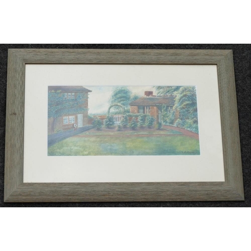 368 - S A Barber (20th century British), a pair of watercolour and gouache of a stone cottage with rose ga... 