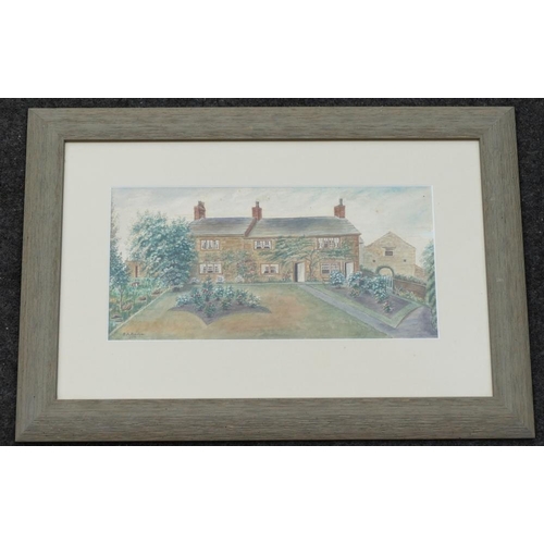 368 - S A Barber (20th century British), a pair of watercolour and gouache of a stone cottage with rose ga... 