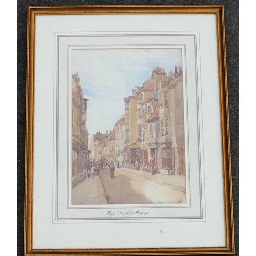 373 - Francis Brown Tighe (British, c.1885-1926), 'High Street, Old Hastings', watercolour, signed and dat... 