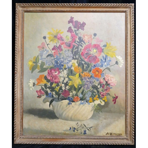 379 - Anna Katrina Zinkeisen (1901-1976), still life of flowers, oil on canvas, signed lower right, 60cm x... 