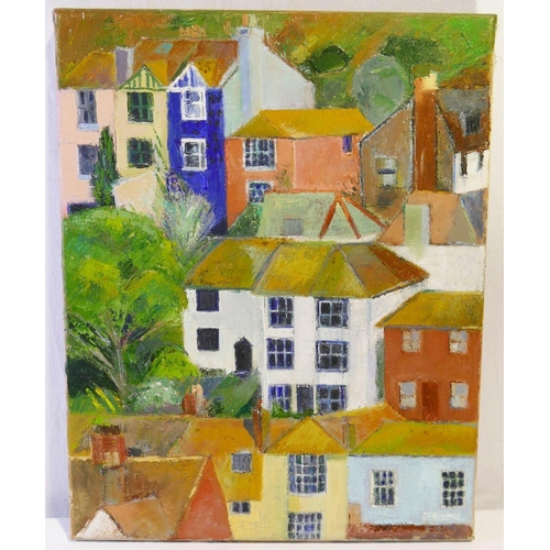 382 - David Reeve (20th century British), 'Strawberry Cottage', Hastings Old Town, oil on canvas, signed l... 