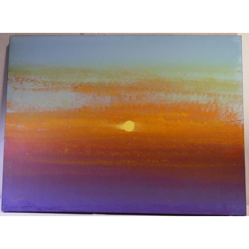 387 - David Edmonds, (21st Century British), sun rise/set, oil on canvas, signed lower right and dated '07... 