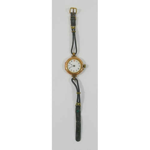 68A - An early 20th century 9 carat gold cased ladies watch, import marks for Birmingham 1915, with Swiss ... 