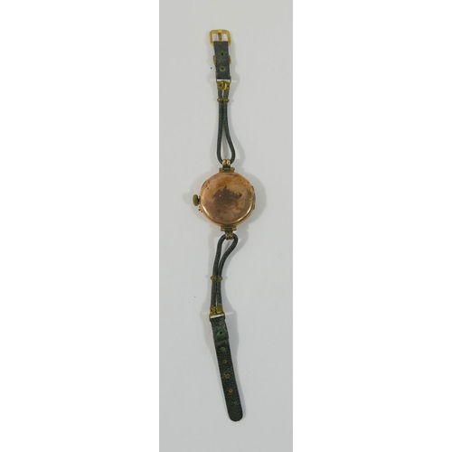 68A - An early 20th century 9 carat gold cased ladies watch, import marks for Birmingham 1915, with Swiss ... 