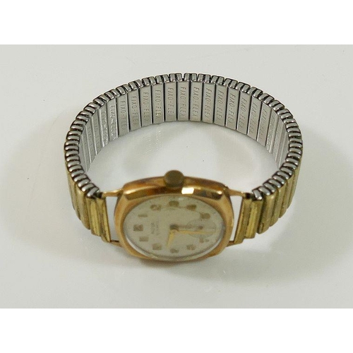 69A - A 1960s Avia 9ct gold cased gentleman's wrist watch, with expanding gold plated strap and a 1920s ge... 