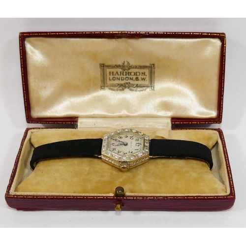 71 - An Art Deco ladies Rolex wrist watch, with 15 jewel Prima movement, the silvered dial with Arabic nu... 