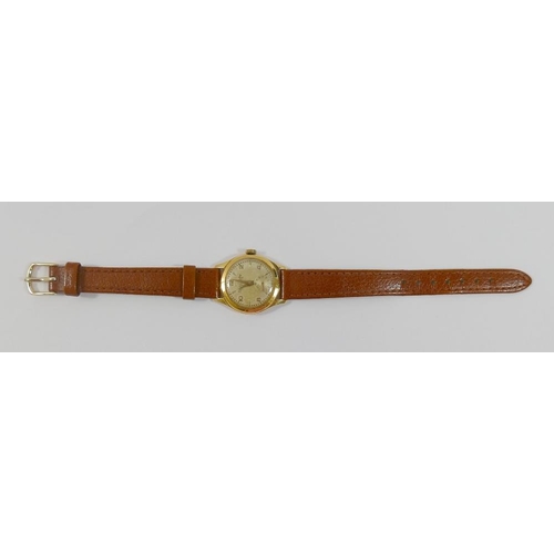 72 - An 18 carat gold cased ladies Fischer Extra wrist watch, with leather strap and 17 jewel movement, t... 