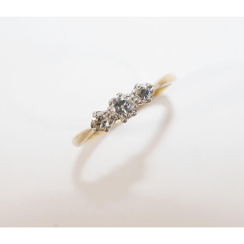 8A - A diamond single stone ring, the old-cut stone approximately 0.25 carats, set in white with eight-cu... 