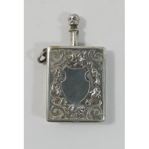 95 - A 19th century Austro-Hungarian .800 standard silver pocket pre-lighter, 4.3cm high, 2.6cm wide