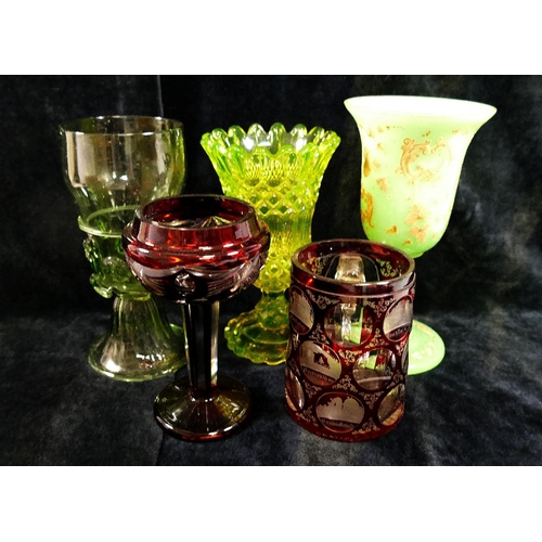 140 - An assortment of 19th century and later British and Continental glassware including a 19th century B... 